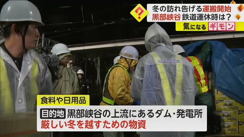 黒部峡谷の上流にあるダムや発電所で働く人たちに向けて物資を運搬