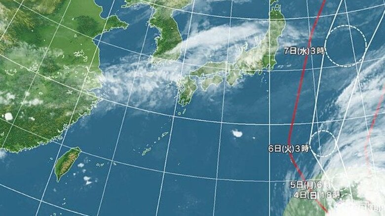 台風27号の進路予想図　日本気象協会 tenki.jpより