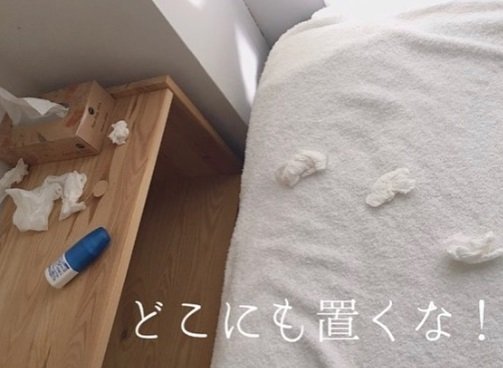 部屋中に散らばったティッシュ