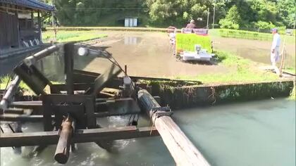 バシャバシャ…と津山市西部・中島地区に田植えの季節を感じる「水揚げ水車」の音響く【岡山】