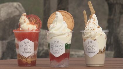 3つの道の駅で特産品とコラボ…岐阜県恵那市に新スイーツの“寒天パフェ” そばやトマトと合わせたものも