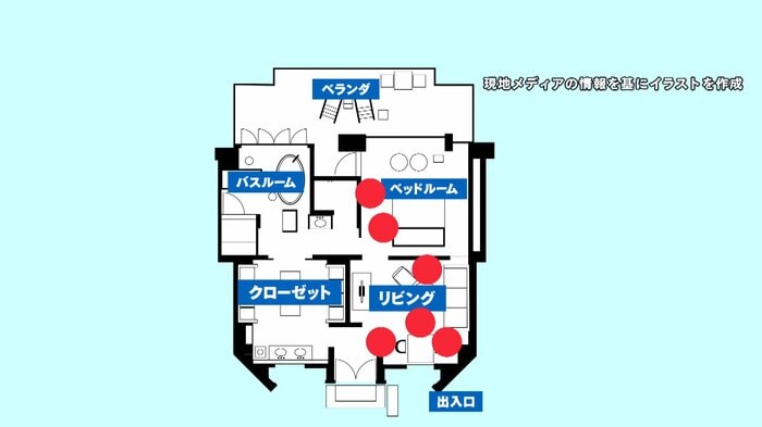 遺体が見つかった部屋の間取り図