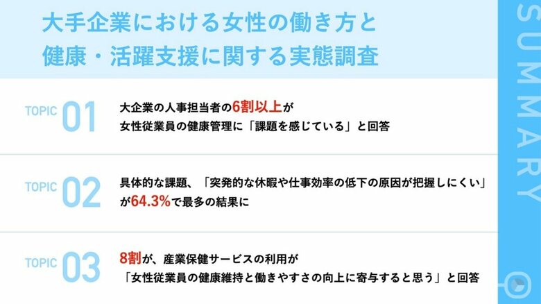 大手企業の76.4%が『女性の働き方』に課題あり!相談窓口の不足・働きづらさをどう解決するか?