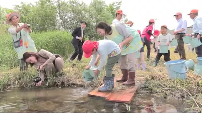 太陽の周りに光の輪“ハロ”出現　花巻市の豊沢川に園児がアユの稚魚放流　岩手県｜FNNプライムオンライン