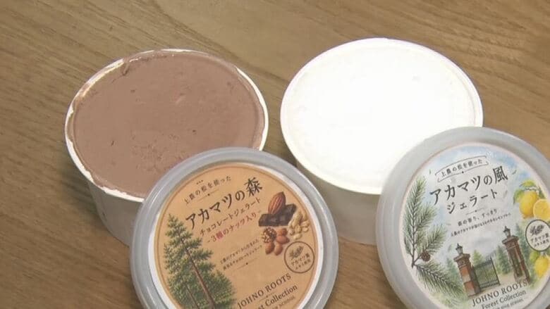 1時間で180個が売れる！高校生が開発“アカマツ”のジェラート　その味は？「深い森を感じる香りが口の中に広がる」　学校の葉から香りを抽出し試作重ねる「地元の森林に親しんで」　長野・伊那市｜FNNプライムオンライン