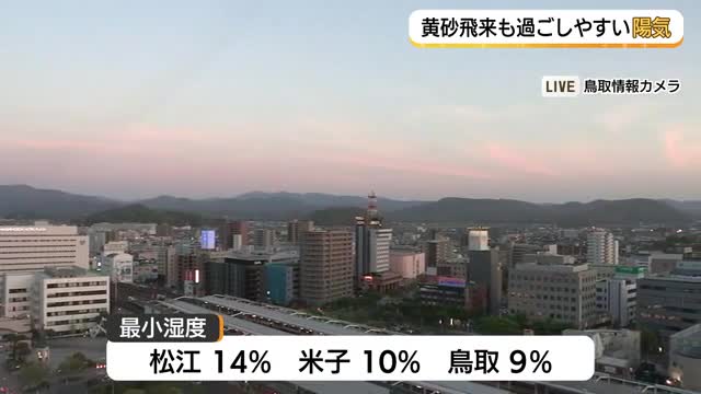 山陰に黄砂飛来…乾燥と寒暖差　春の「３K」に注意　22日朝は気温低下も日中は夏日一歩手前の暑さに