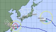 【台風情報】ダブル台風の今後の進路予想は　台風15号は11日（火）午後3時には三陸沖に達する予報　台風15号は9日（日）午前6時には東シナ海に達する予報