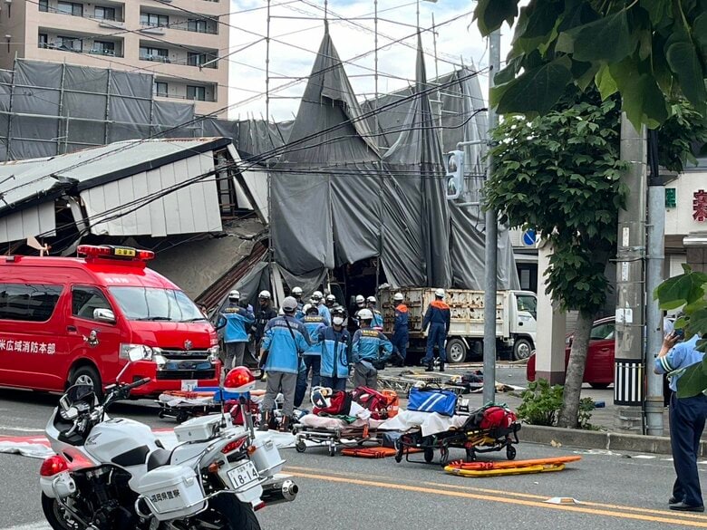 【速報】「建物が崩壊して鉄骨の下敷き」と通報　4人けがの情報「爆発のような音がした」解体工事中か　福岡・久留米市｜FNNプライムオンライン