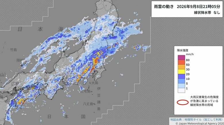 「線状降水帯」が発生する恐れ　東京・埼玉・神奈川・千葉・茨城・山梨・静岡・愛知・岐阜・三重・大阪・兵庫・和歌山・徳島・高知の1都1府13県に「線状降水帯半日前予測」気象庁発表｜FNNプライムオンライン