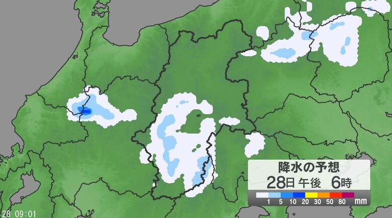 「警報級の大雨」の可能性　28日昼前から夜遅くにかけ大気の状態が不安定　長野県内の24時間予想降水量は南部80ミリ、北部・中部60ミリ（29日午前6時まで・多い所で）｜FNNプライムオンライン