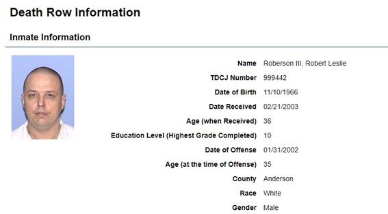 テキサス州の死刑囚一覧より