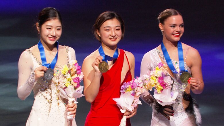 憧れの選手らと表彰台にのぼった2023年の世界選手権