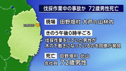伐採作業中の事故か　72歳男性死亡　岩手・田野畑村の山林