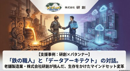 【老舗製造業×DX事例】“「鉄の職人」集団が、データ活用へ。創業70年の看板メーカー・研創が挑んだ、生存をかけたマインドセット変革”を公開。