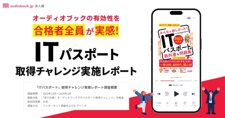合格者全員がオーディオブックの有効性を実感！「ITパスポート」取得チャレンジ実施レポート