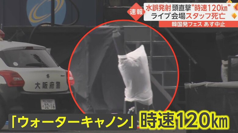 黒く細長い筒状の装置。ここから水が発射される