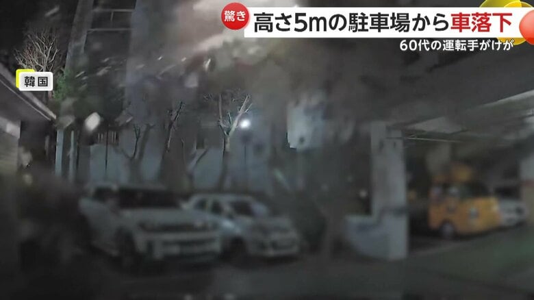 駐車場で車が壁を突き破って地面へ落下する事故の瞬間（韓国）（2）