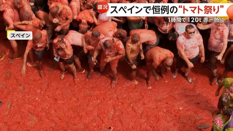 食用には適さないトマトで、祭りに使わなければ捨ててしまうものを使用した