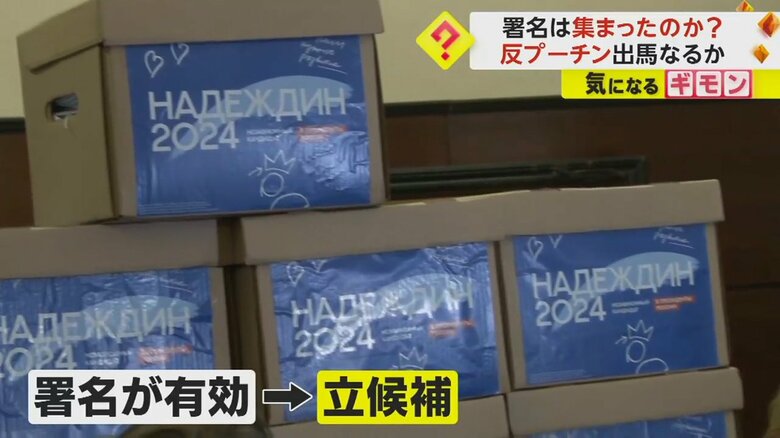 ナデジディン氏が提出した署名の入った箱