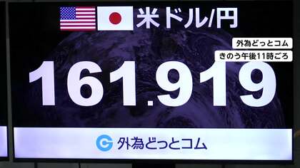 円相場　一時161円90銭台に下落　約39年半ぶり円安水準迫る　介入警戒で円買い戻し　乱高下