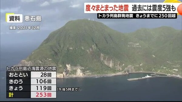 鹿児島・トカラ列島で群発地震 専門家「予測が非常に難しい」 学校では 