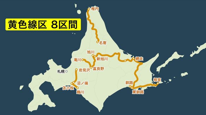 「黄色線区」は赤字額があわせて約156億円にふくれ上がっている
