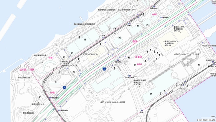 フジテレビ本社付近の地図(提供:株式会社ゼンリン)