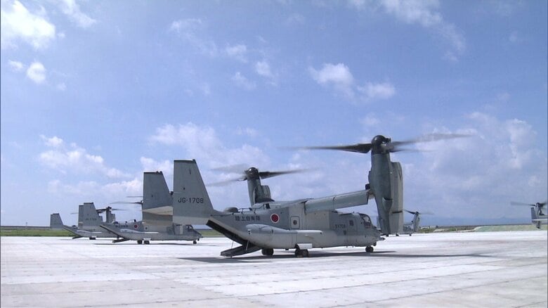 佐賀駐屯地のオスプレイ　種子島での訓練に参加　陸・海・空の3自衛隊を指揮する「統合作戦司令部」発足後初の訓練｜FNNプライムオンライン