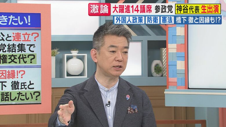 ”日本人ファースト”橋下氏が参政・神谷代表と対決”人口維持”に外国人必要か「共生の上限ある」と神谷氏｜FNNプライムオンライン