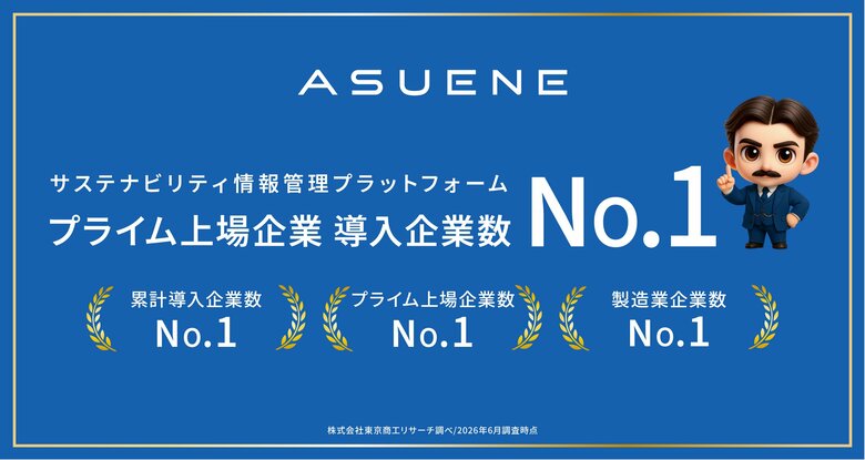 アスエネ、「累計導入企業数No.1」三冠を獲得。プライム上場企業・製造業への累計導入社数でも国内トップ