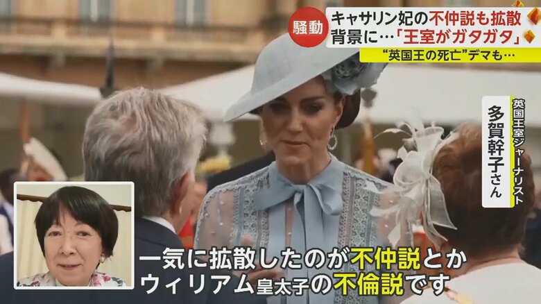 “不適切な加工”が指摘された写真でキャサリン妃の左手に指輪がなかったことから、様々な噂が拡散しているという