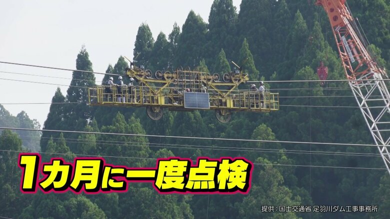 安全のため月に1度は地上130メートルの高さで点検する