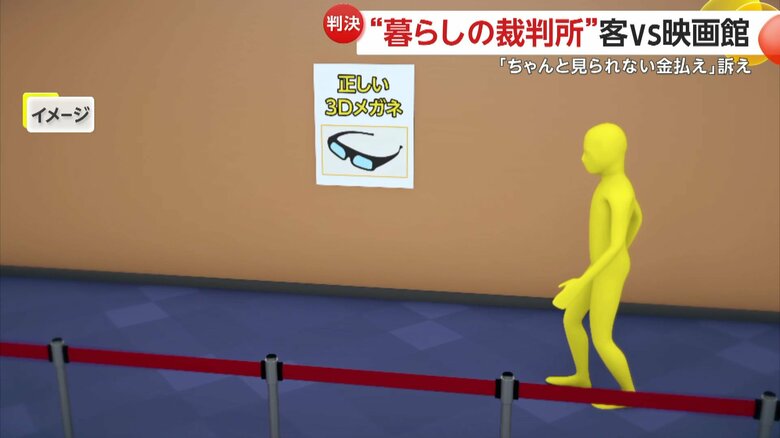 3Dメガネについては館内で案内を貼り出し（再現イメージ）