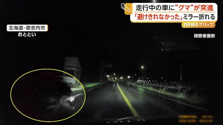 “クマ”が道路に飛び出す瞬間