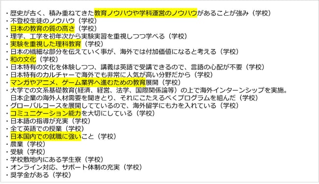調査結果２．海外でも受け入れられそうな日本型教育の強み