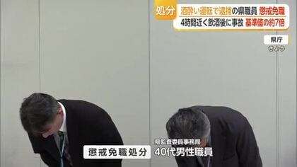 「アルコール依存症」診断も…酒酔い運転で逮捕の県職員を懲戒免職処分【佐賀県】