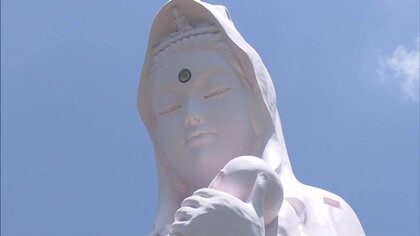 観音様がほんのりピンク「かわいいから、このままでも」修復作業の一環で桃色に染まる　1年後には白に戻る【福島発】