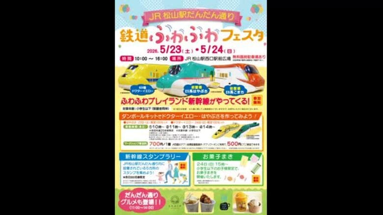 ＪＲ松山駅西口前の広場「鉄道ふわふわフェスタ」５月２３～２４日開催　整備でＪＲイベント最後か【愛媛】｜FNNプライムオンライン