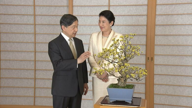 天皇誕生日に際して公開された映像　盆栽と一緒に　2023年2月