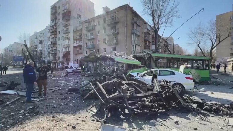 ロシア軍の攻撃を受けたウクライナの首都キーウ