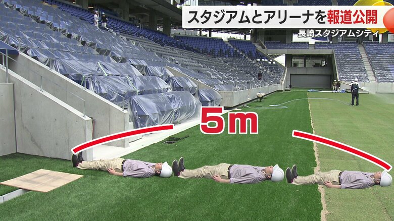 ピッチから観客席までは最短で5メートル