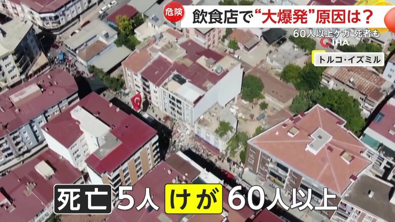 この爆発により5人が死亡、60人以上がけがをしたとしている爆発事故