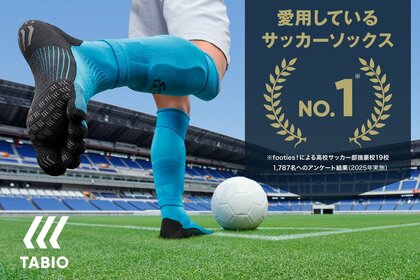 「愛用しているサッカーソックス」調査でTabioがNO.1を獲得！