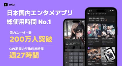 AIチャットアプリ「zeta」、日本国内エンタメアプリ（iOS+Android）総使用時間で1位に