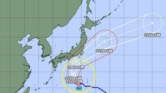 台風25号の進路予想図　気象庁HPより