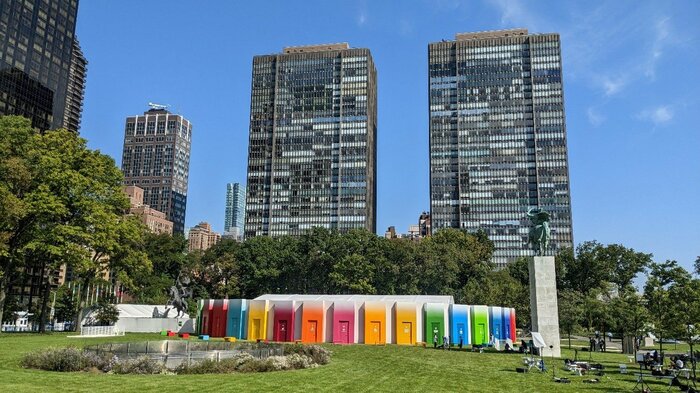 パビリオン SDGsの各ゴールの扉をあけると進捗状況やメッセージ等を展示
