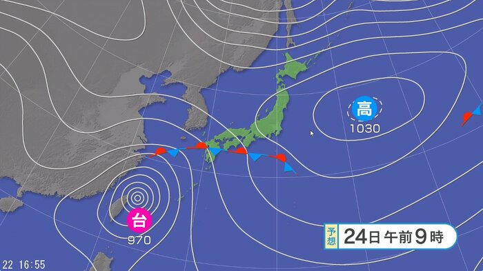 天気図　24日午前9時の予想