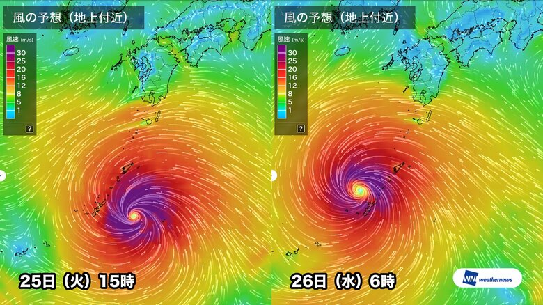 台風１８号の風の予想