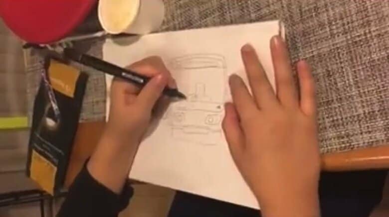 1本のペンを使ってスラスラと描いていく