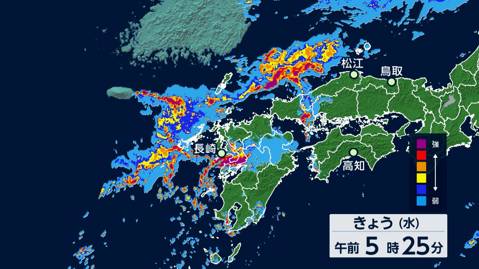 長崎県南部で線状降水帯発生…土砂災害や洪水による災害発生する危険度急激に高まる　厳重な警戒を　気象庁